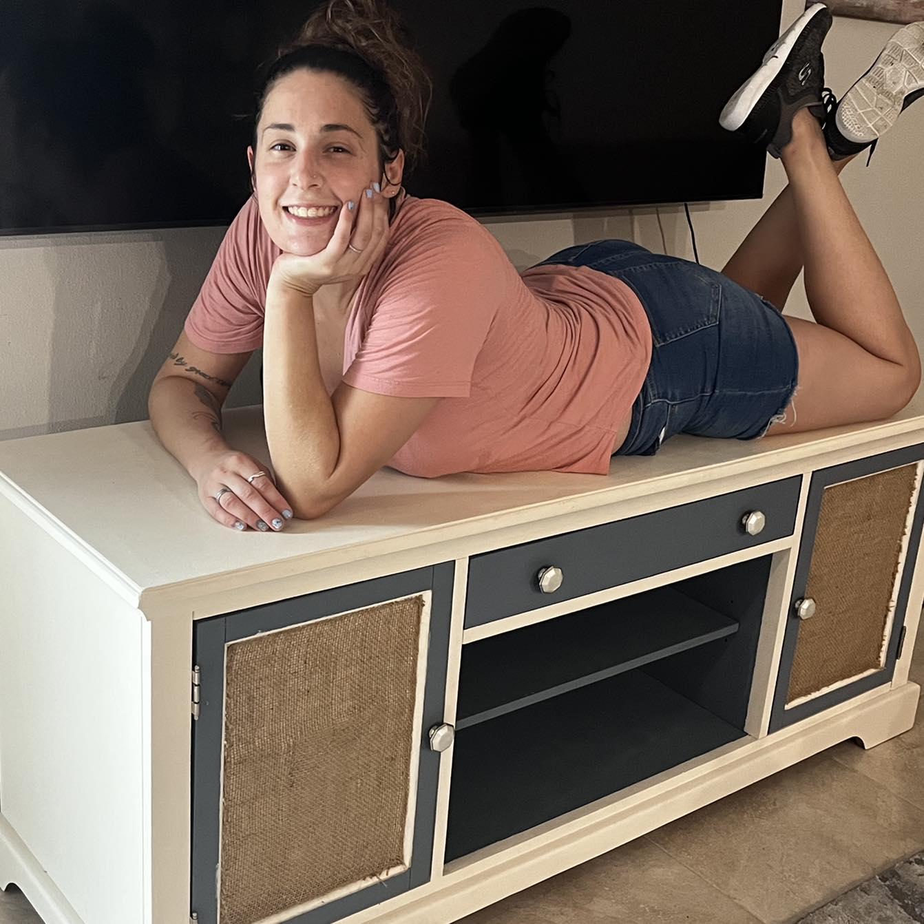 Amanda on one of her creations